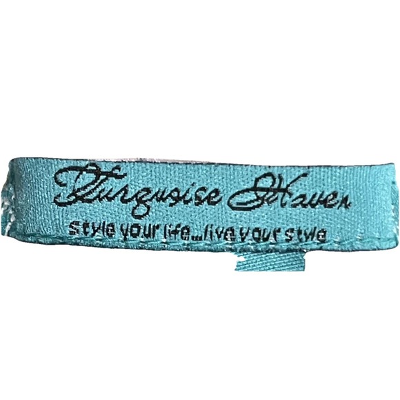 Turquoise Haven Tan Floral Print Tunic Blouse Bell Sleeve Size L Style Your Life - Picture 7 of 10